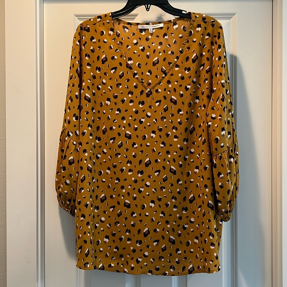 Collective Concepts Mustard Yellow Leopard print Tunic